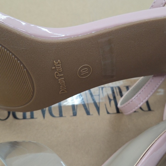 Pink Ankle Strap Block Heels With Clear Toe Strap Size 10 - Picture 16 of 16